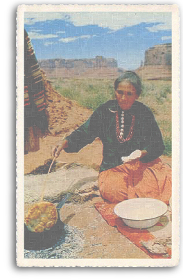 American Indian woman making fry bread